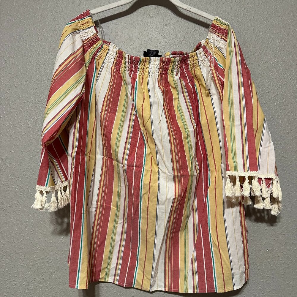 Wrangler Retro Colorful Off the Shoulder Top